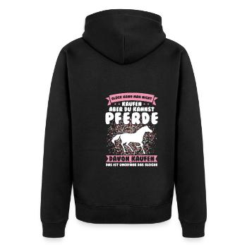 Reiten Pferd Pferde Geschenk - Unisex Premium Bio Zip Hoodie - Schwarz - Hinten - Nico (187cm)