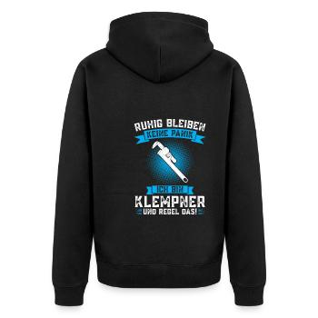 Klempner Beruf Installateur Geschenk - Unisex Premium Bio Zip Hoodie - Schwarz - Hinten - Nico (187cm)