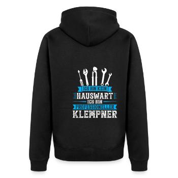 Klempner Beruf Installateur GeschenkKlempner Beruf - Unisex Premium Bio Zip Hoodie - Schwarz - Hinten - Nico (187cm)