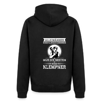 Klempner Beruf Installateur GeschenkKlempner Beruf - Unisex Premium Bio Zip Hoodie - Schwarz - Hinten - Nico (187cm)