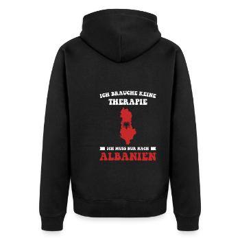 Albanien Reisen Albanien Flagge Geschenk - Unisex Premium Bio Zip Hoodie - Schwarz - Hinten - Nico (187cm)