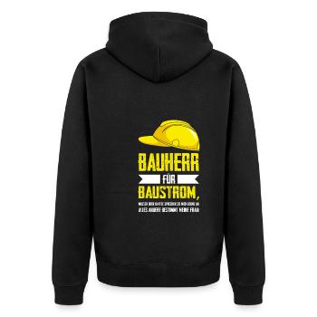 Bauherr Bauherrin Eigenheim Geschenk - Unisex Premium Bio Zip Hoodie - Schwarz - Hinten - Nico (187cm)