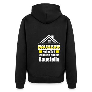 Bauherr Bauherrin Eigenheim Geschenk - Unisex Premium Bio Zip Hoodie - Schwarz - Hinten - Nico (187cm)