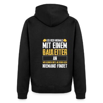 Bauleiter Bauaufsicht Baustellenleiter Geschenk - Unisex Premium Bio Zip Hoodie - Schwarz - Hinten - Nico (187cm)