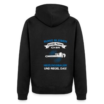 Heizungsbauer Beruf Heizungsbau Geschenk - Unisex Premium Bio Zip Hoodie - Schwarz - Hinten - Nico (187cm)