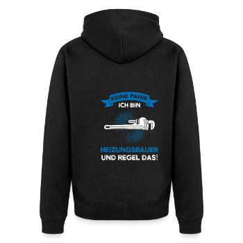 Heizungsbauer Beruf Heizungsbau Geschenk - Unisex Premium Bio Zip Hoodie - Schwarz - Hinten - Nico (187cm)