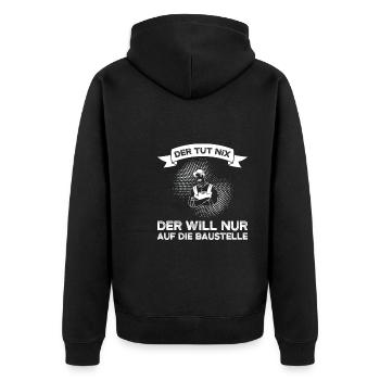 Heizungsbauer Beruf Heizungsinstallateur Geschenk - Unisex Premium Bio Zip Hoodie - Schwarz - Hinten - Nico (187cm)