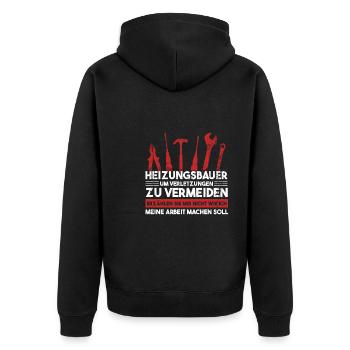 Heizungsbauer Beruf Heizung Geschenk - Unisex Premium Bio Zip Hoodie - Schwarz - Hinten - Nico (187cm)