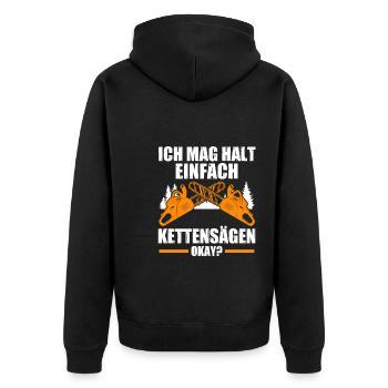 Baumpfleger Forstwirt Waldarbeiter Geschenk - Unisex Premium Bio Zip Hoodie - Schwarz - Hinten - Nico (187cm)
