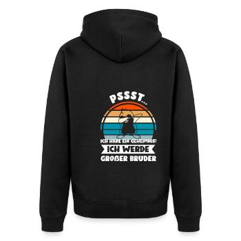 Großer Bruder Pinguin Grosser Bruder Geschenk - Unisex Premium Bio Zip Hoodie - Schwarz - Hinten - Nico (187cm)