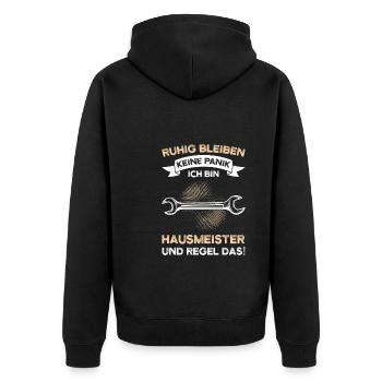 Hausmeister Beruf Handwerker Geschenk - Unisex Premium Bio Zip Hoodie - Schwarz - Hinten - Nico (187cm)