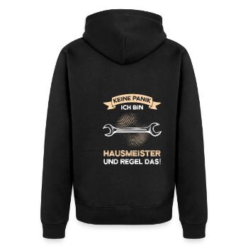 Hausmeister Beruf Handwerker Geschenk - Unisex Premium Bio Zip Hoodie - Schwarz - Hinten - Nico (187cm)