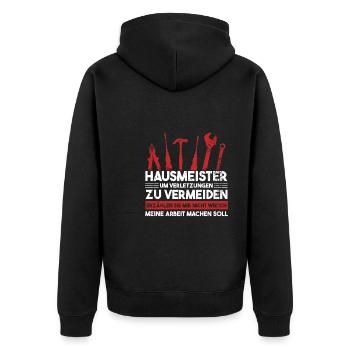 Hausmeister Beruf Hausverwalter Geschenk - Unisex Premium Bio Zip Hoodie - Schwarz - Hinten - Nico (187cm)