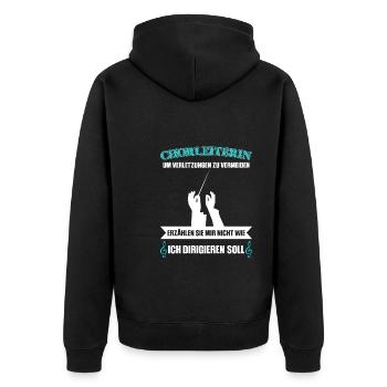 Chorleiterin Beruf Chorleitung Geschenk - Unisex Premium Bio Zip Hoodie - Schwarz - Hinten - Nico (187cm)