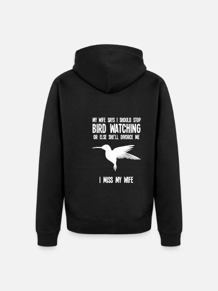 Vögel beobachten Vogelgeschenk - Unisex Premium Bio Zip Hoodie - Schwarz