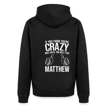 Vorname Christopher Name Christopher Geschenk - Unisex Premium Bio Zip Hoodie - Schwarz - Hinten - Nico (187cm)