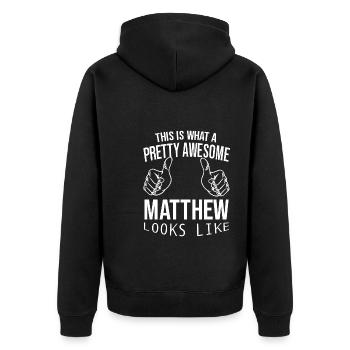Vorname Christopher Name Christopher Geschenk - Unisex Premium Bio Zip Hoodie - Schwarz - Hinten - Nico (187cm)