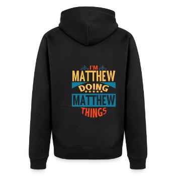 Vorname Christopher Name Christopher Geschenk - Unisex Premium Bio Zip Hoodie - Schwarz - Hinten - Nico (187cm)