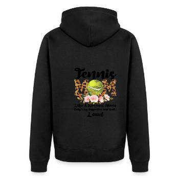 Tennis Mama Tennisspiel Tennis Geschenk - Unisex Premium Bio Zip Hoodie - Schwarz - Hinten - Nico (187cm)