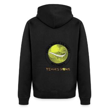 Tennis Mama Tennisspiel Tennis Geschenk - Unisex Premium Bio Zip Hoodie - Schwarz - Hinten - Nico (187cm)