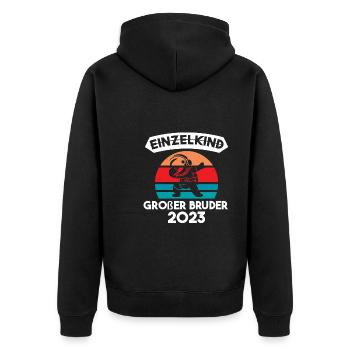 Großer Bruder 2023 Dabbing Grosser Bruder 2023 Ges - Unisex Premium Bio Zip Hoodie - Schwarz - Hinten - Nico (187cm)