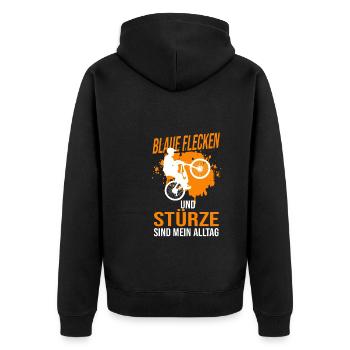 Mountainbike Rennen Mountainbike Fahrer Geschenk - Unisex Premium Bio Zip Hoodie - Schwarz - Hinten - Nico (187cm)