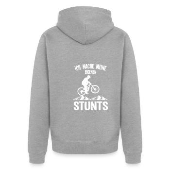 Mountainbike Rennen Rennräder Geschenk - Unisex Premium Bio Zip Hoodie - Grau meliert - Hinten - Nico (187cm)