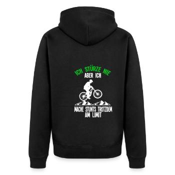 Mountainbike Rennen Mountainbike Fahrer Geschenk - Unisex Premium Bio Zip Hoodie - Schwarz - Hinten - Nico (187cm)
