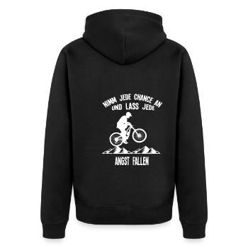 Mountainbike Rennen Mountainbike Fahrer Geschenk - Unisex Premium Bio Zip Hoodie - Schwarz - Hinten - Nico (187cm)