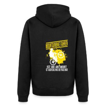 Mountainbike Rennen Radsport Geschenk - Unisex Premium Bio Zip Hoodie - Schwarz - Hinten - Nico (187cm)