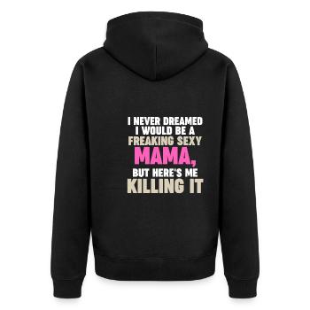 Mama Oma Oma Geschenk - Unisex Premium Bio Zip Hoodie - Schwarz - Hinten - Nico (187cm)