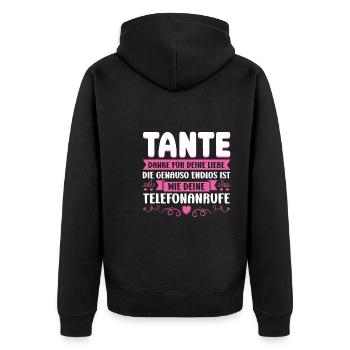 Tante Familie Lieblingstante Geschenk - Unisex Premium Bio Zip Hoodie - Schwarz - Hinten - Nico (187cm)