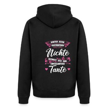 Tante Familie Lieblingstante Geschenk - Unisex Premium Bio Zip Hoodie - Schwarz - Hinten - Nico (187cm)