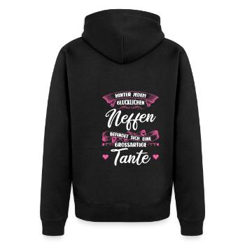 Tante Familie Lieblingstante Geschenk - Unisex Premium Bio Zip Hoodie - Schwarz - Hinten - Nico (187cm)