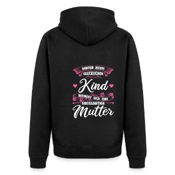 Mutter Familie Mama Geschenk - Unisex Premium Bio Zip Hoodie - Schwarz - Hinten - Nico (187cm)