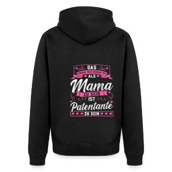 Patentante Taufe Patin Geschenk - Unisex Premium Bio Zip Hoodie - Schwarz - Hinten - Nico (187cm)
