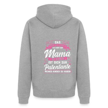 Patentante Taufe Patin Geschenk - Unisex Premium Bio Zip Hoodie - Grau meliert - Hinten - Nico (187cm)