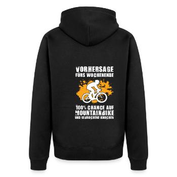 Mountainbike Downhill Mountainbike Fahrer Geschenk - Unisex Premium Bio Zip Hoodie - Schwarz - Hinten - Nico (187cm)