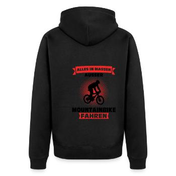 Mountainbike Downhill Mountainbike Fahrer Geschenk - Unisex Premium Bio Zip Hoodie - Schwarz - Hinten - Nico (187cm)