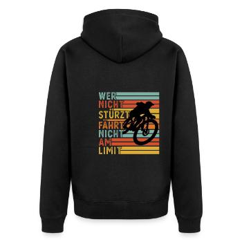 Mountainbike Downhill Mountainbiker Geschenk - Unisex Premium Bio Zip Hoodie - Schwarz - Hinten - Nico (187cm)