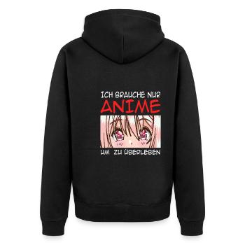 Anime Girl Merch Manga Geschenk - Unisex Premium Bio Zip Hoodie - Schwarz - Hinten - Nico (187cm)