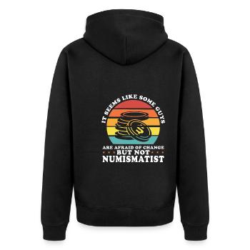 Münzen Retro-Münzen Sammler Numismatiker Geschenk - Unisex Premium Bio Zip Hoodie - Schwarz - Hinten - Nico (187cm)