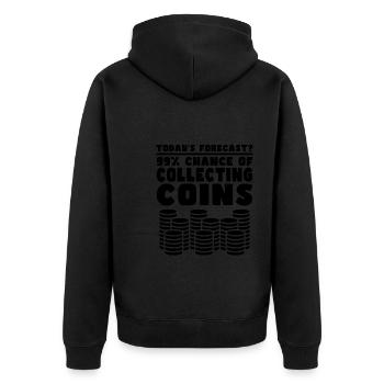 Münzen Münzen Sammler Numismatiker Geschenk - Unisex Premium Bio Zip Hoodie - Schwarz - Hinten - Nico (187cm)