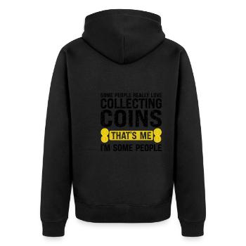 Münzen Münzen Sammler Numismatiker Geschenk - Unisex Premium Bio Zip Hoodie - Schwarz - Hinten - Nico (187cm)