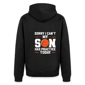 Basketball Sohn Basketball Mutter Sport Geschenk - Unisex Premium Bio Zip Hoodie - Schwarz - Hinten - Nico (187cm)