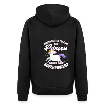 Lehrerin Kindergärtnerin Kindergärtnerin Geschenk - Unisex Premium Bio Zip Hoodie - Schwarz - Hinten - Nico (187cm)