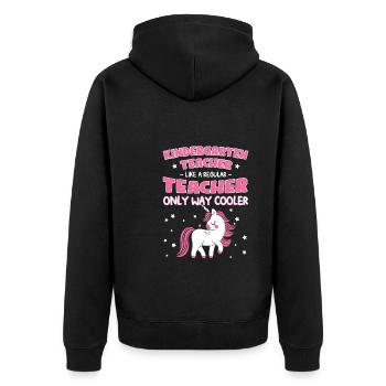 Lehrerin Kindergärtnerin Kindergärtnerin Geschenk - Unisex Premium Bio Zip Hoodie - Schwarz - Hinten - Nico (187cm)