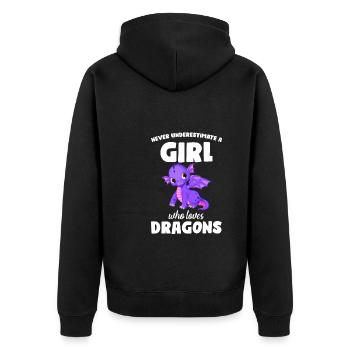 Drache Drachen magische Kreatur Geschenk - Unisex Premium Bio Zip Hoodie - Schwarz - Hinten - Nico (187cm)