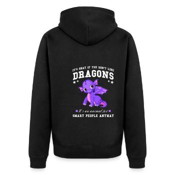 Drache Drachen magische Kreatur Geschenk - Unisex Premium Bio Zip Hoodie - Schwarz - Hinten - Nico (187cm)
