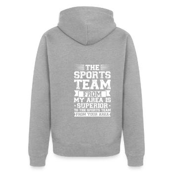 Sportspiel Sportmannschaft Geschenk - Unisex Premium Bio Zip Hoodie - Grau meliert - Hinten - Nico (187cm)